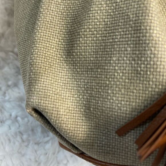 Michael Kors canvas faded gold shoulder bag Gold Threads Drawstring Rope Tassels - Picture 11 of 16